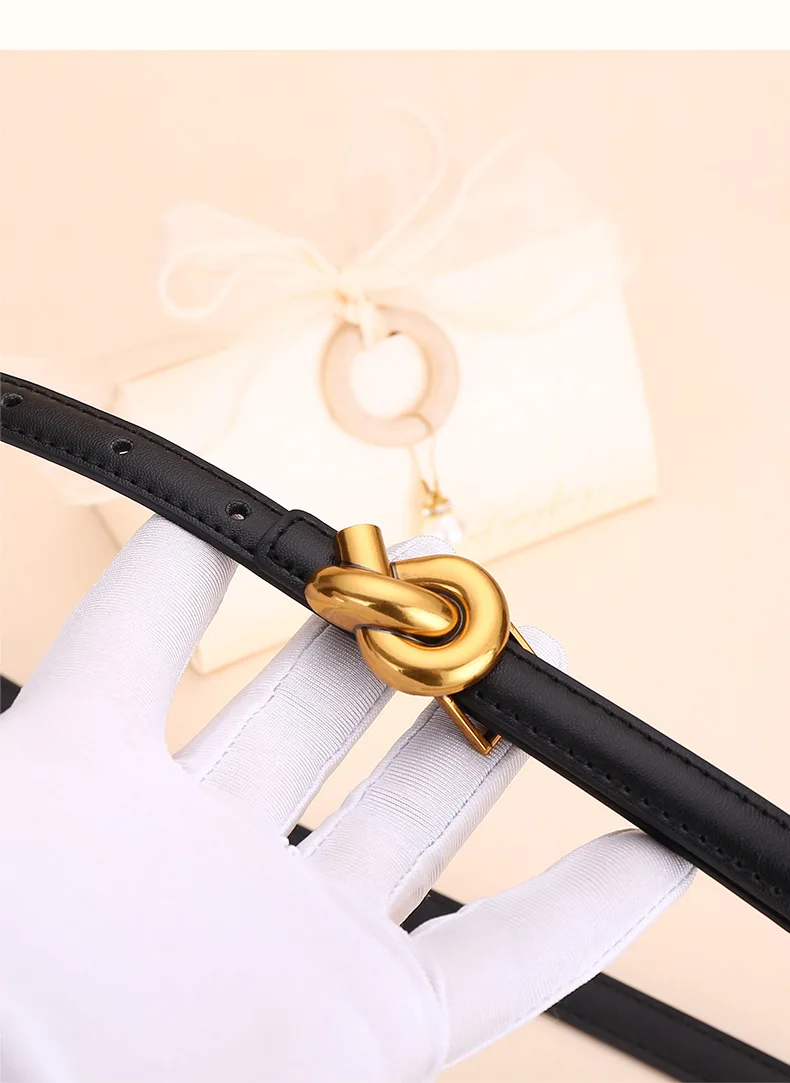 New Women's Leather Belt, Fashion Simple Thin Waist Belt, Versatile Decoration, High-End Sense of Pants Belt.