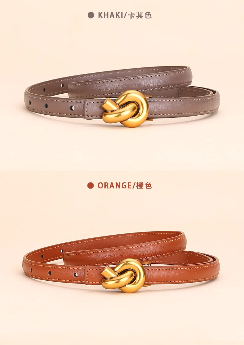 New Women's Leather Belt, Fashion Simple Thin Waist Belt, Versatile Decoration, High-End Sense of Pants Belt.