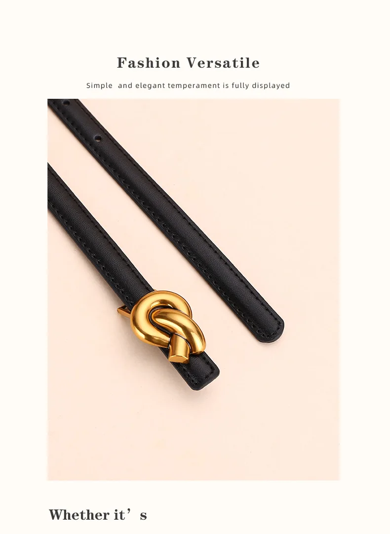 New Women's Leather Belt, Fashion Simple Thin Waist Belt, Versatile Decoration, High-End Sense of Pants Belt.