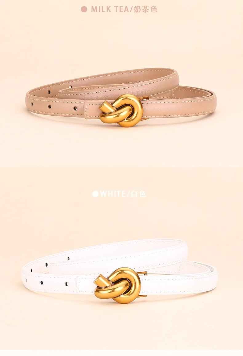New Women's Leather Belt, Fashion Simple Thin Waist Belt, Versatile Decoration, High-End Sense of Pants Belt.