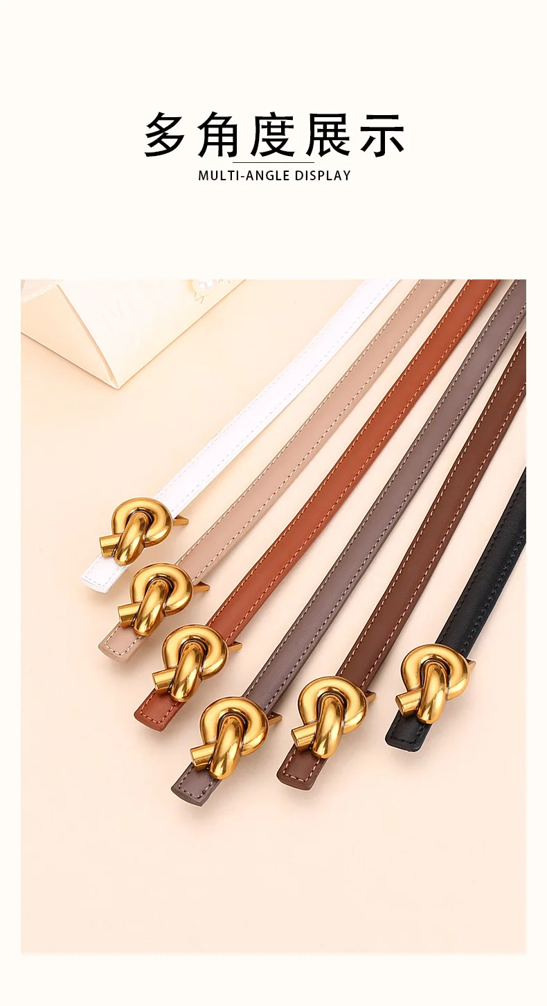 New Women's Leather Belt, Fashion Simple Thin Waist Belt, Versatile Decoration, High-End Sense of Pants Belt.