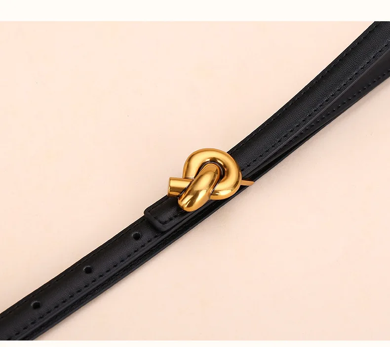 New Women's Leather Belt, Fashion Simple Thin Waist Belt, Versatile Decoration, High-End Sense of Pants Belt.