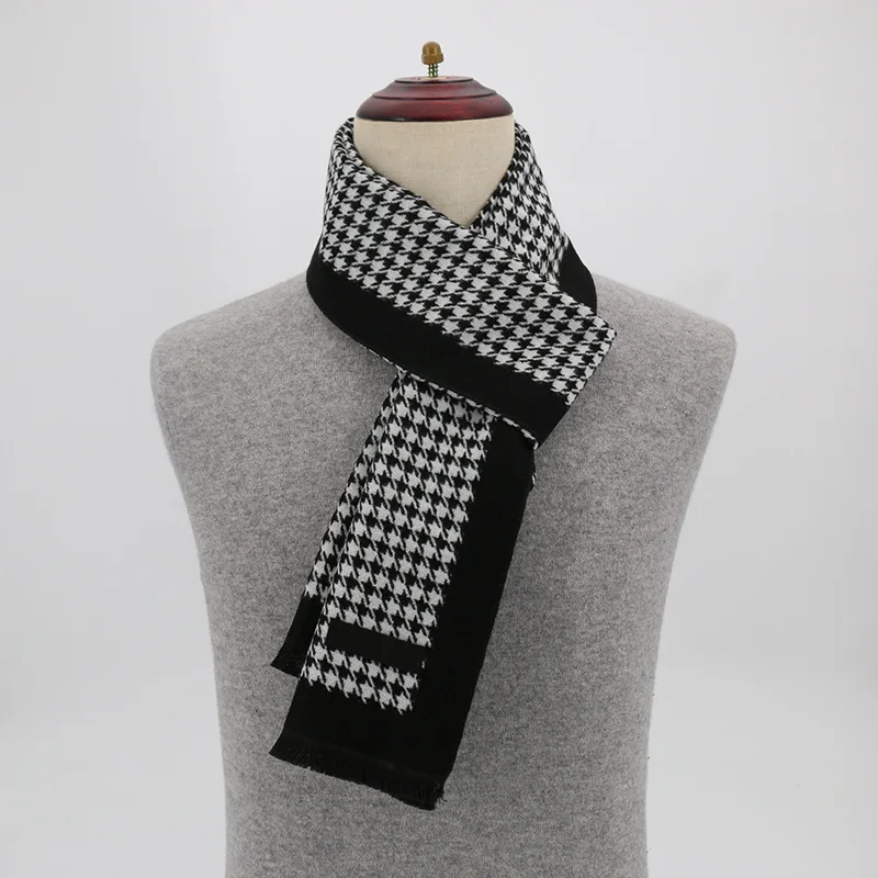 Luxury Brand Winter Plaid Cashmere Scarf for Men Warm Neck Scarfs Male Business Scarves Long Men's Pashmina Shawl