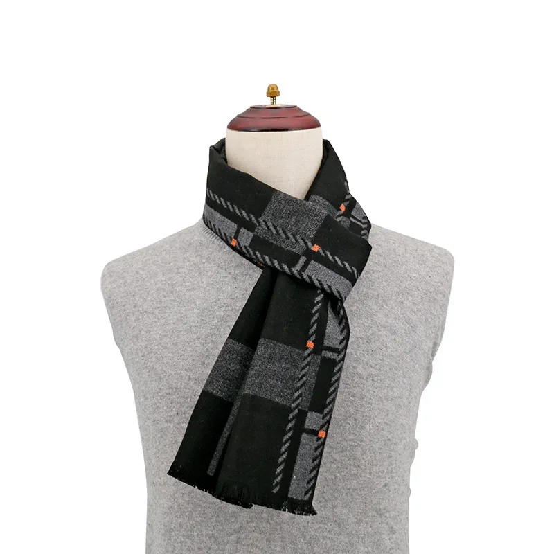 Luxury Brand Winter Plaid Cashmere Scarf for Men Warm Neck Scarfs Male Business Scarves Long Men's Pashmina Shawl