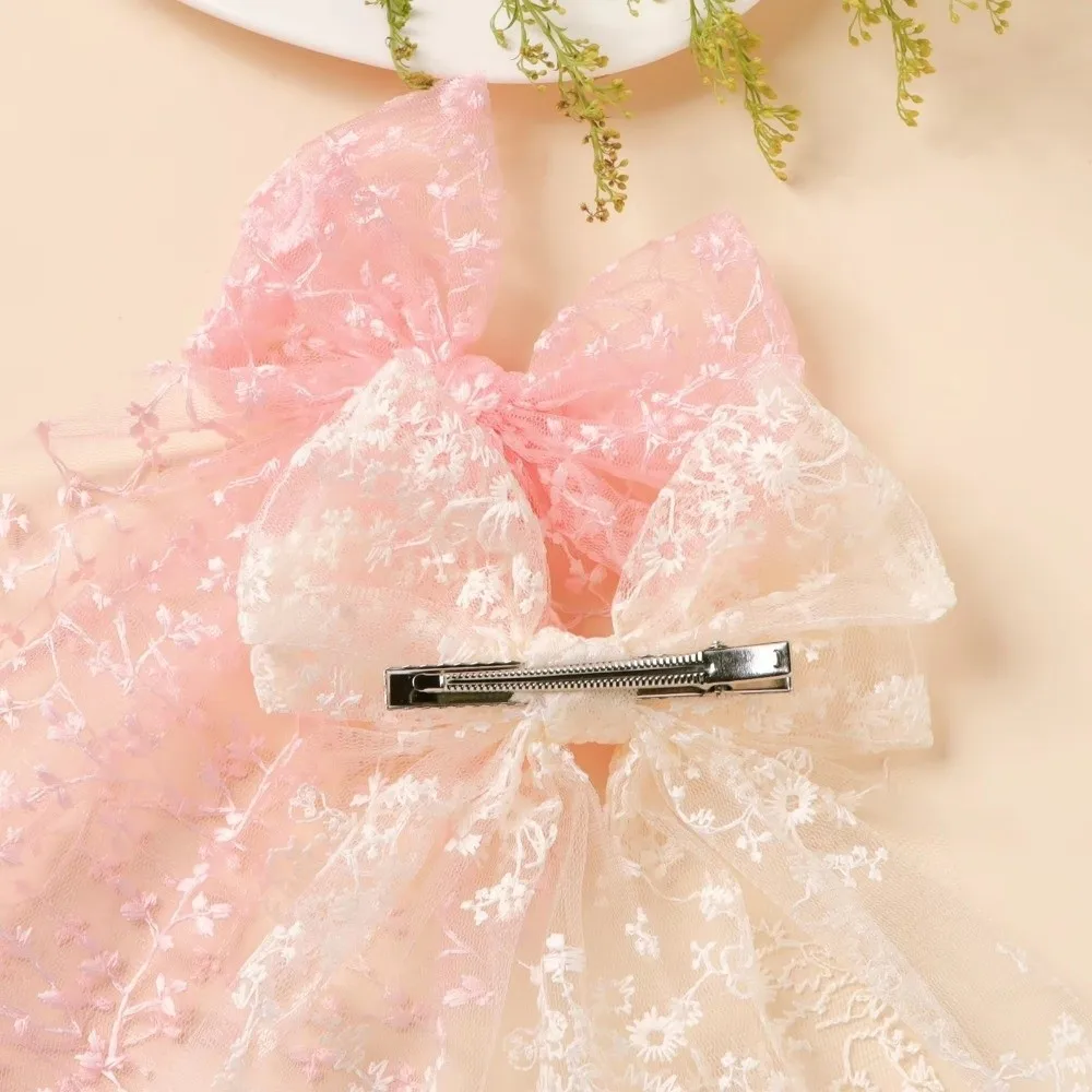 Lovely Lace Bow Hair Clip Flower Princess Style Swallowtail Bow Hairpin Girl Hairpin Wedding Season