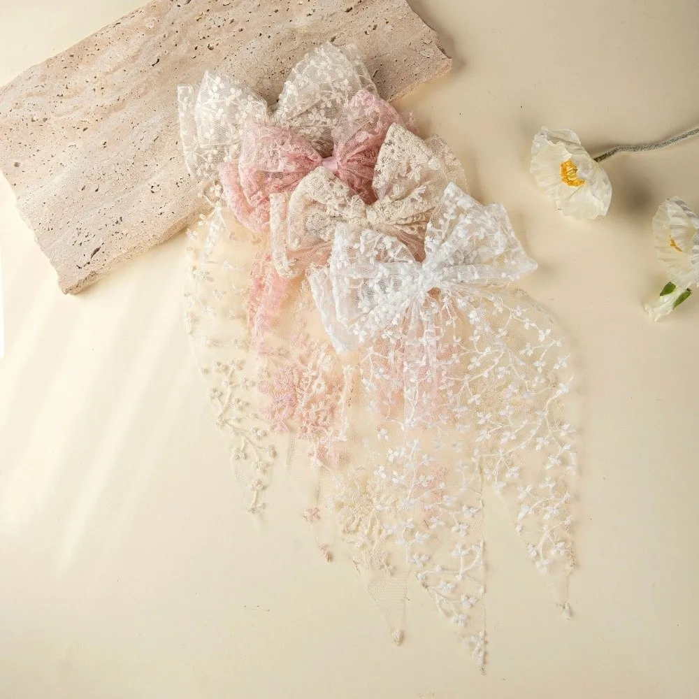 Lovely Lace Bow Hair Clip Flower Princess Style Swallowtail Bow Hairpin Girl Hairpin Wedding Season