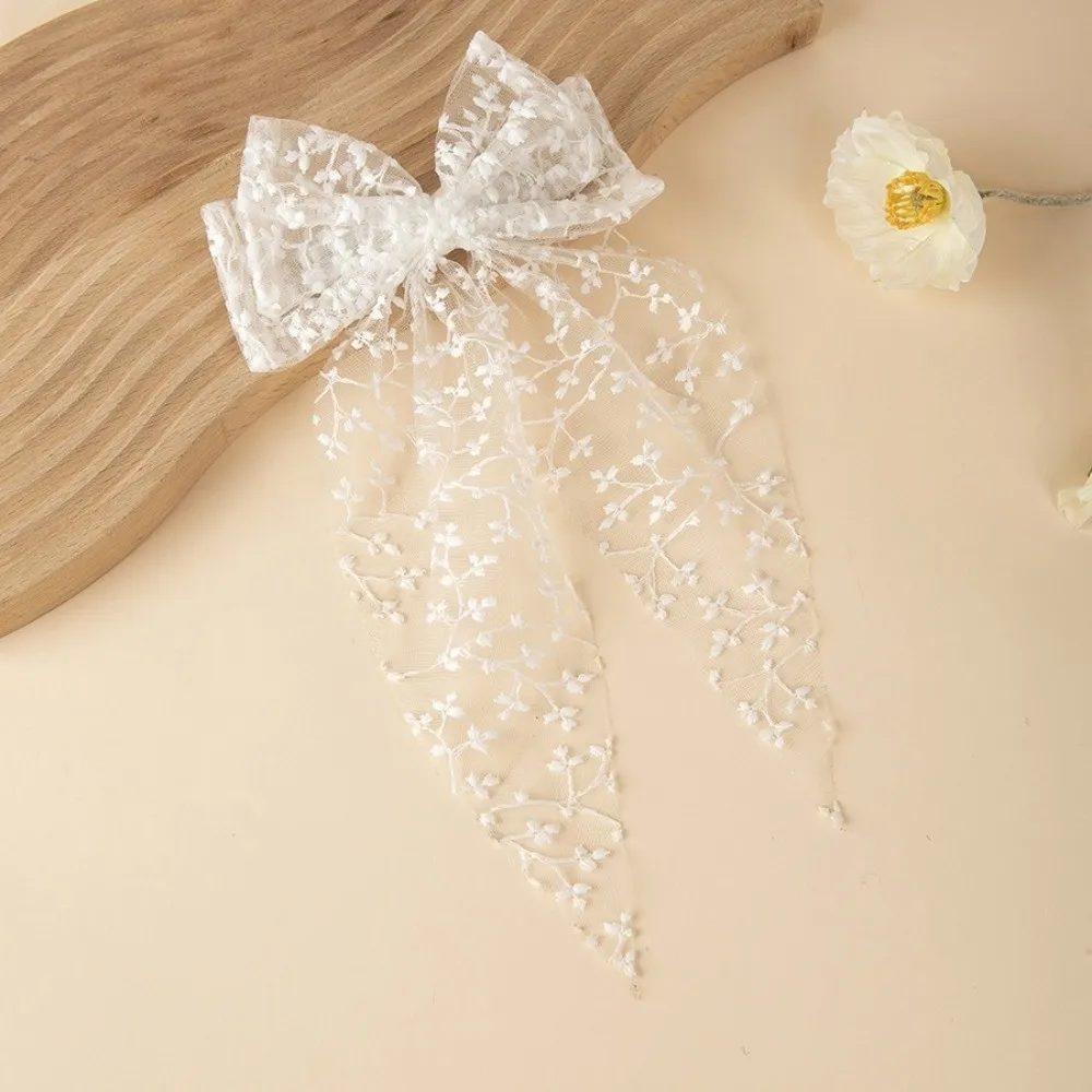 Lovely Lace Bow Hair Clip Flower Princess Style Swallowtail Bow Hairpin Girl Hairpin Wedding Season