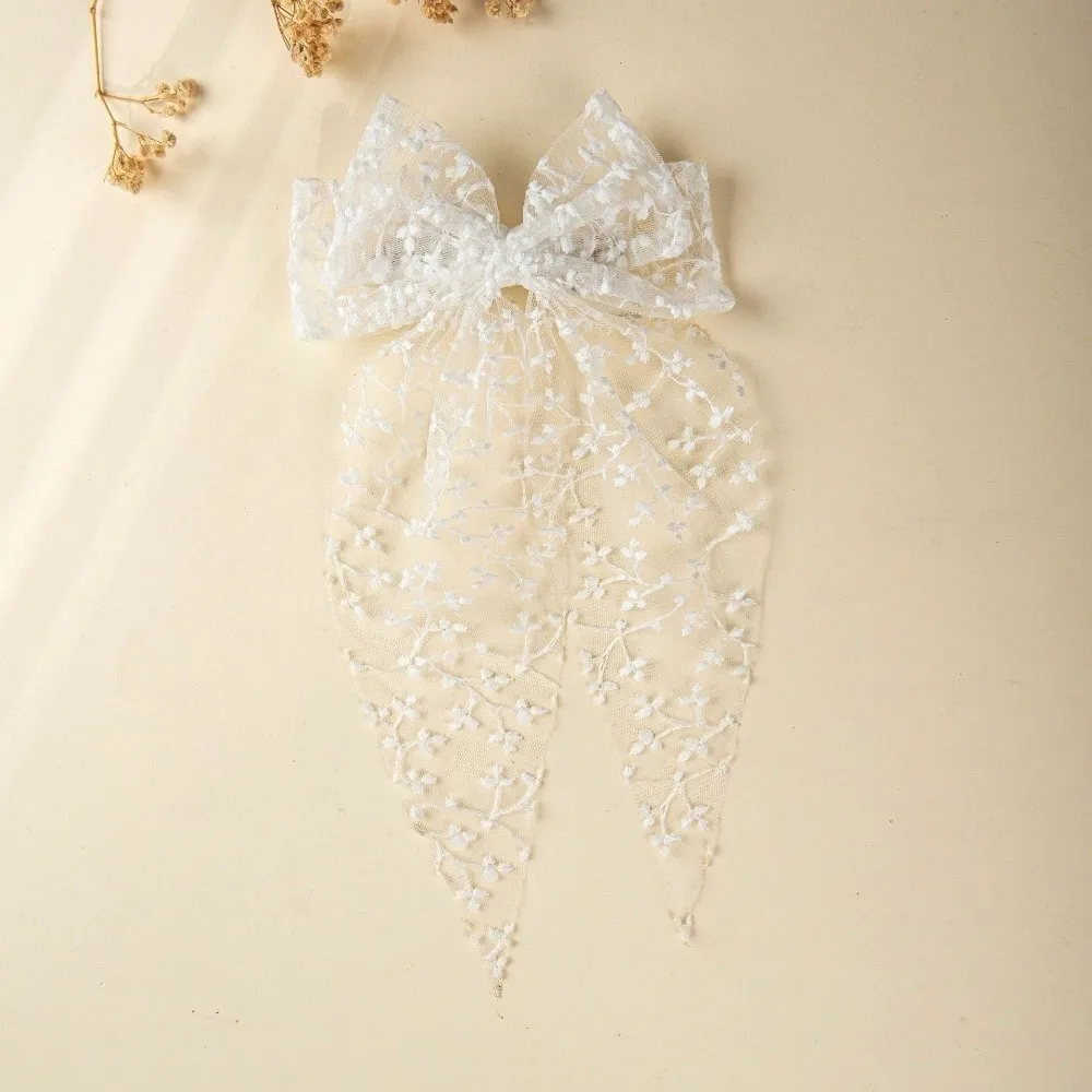 Lovely Lace Bow Hair Clip Flower Princess Style Swallowtail Bow Hairpin Girl Hairpin Wedding Season
