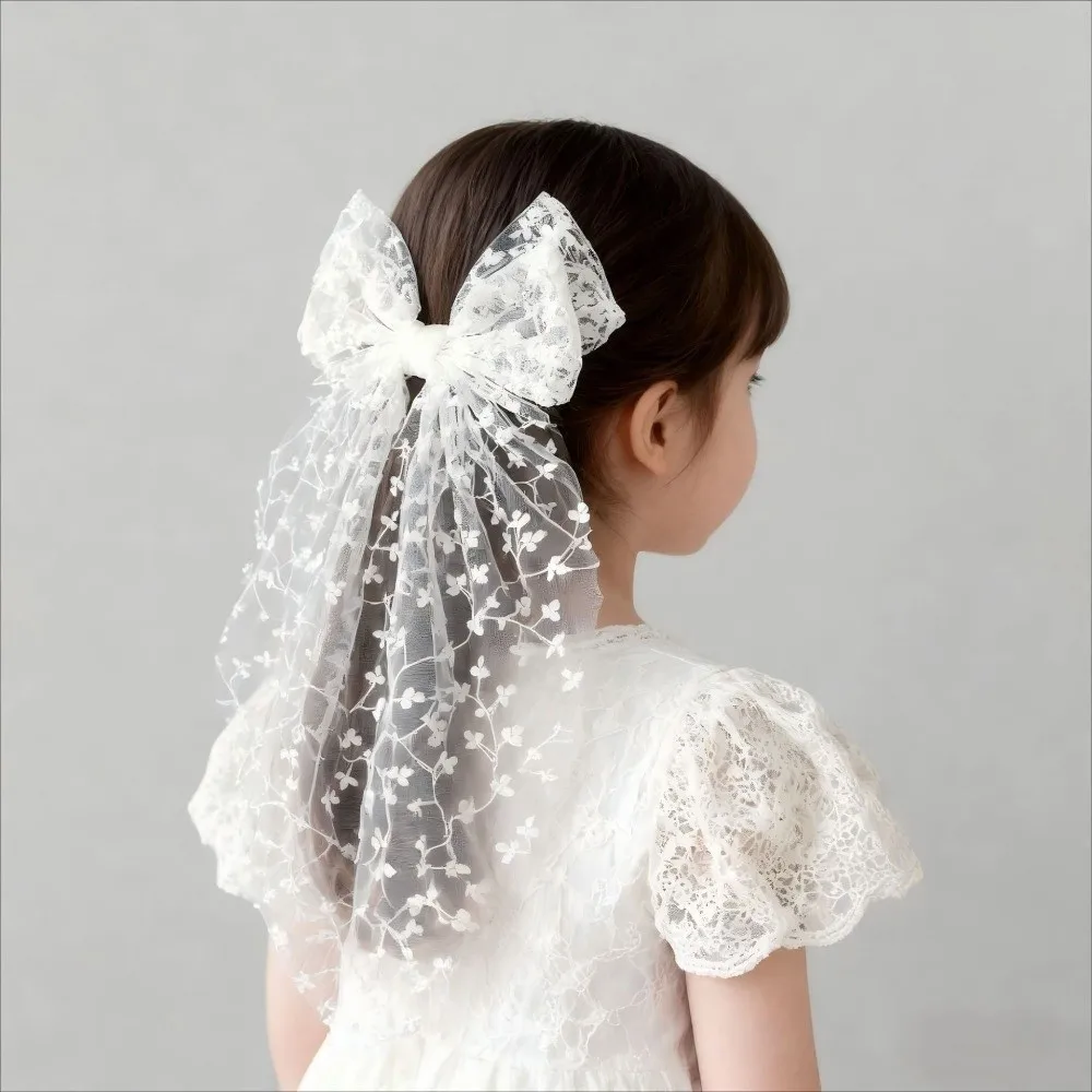 Lovely Lace Bow Hair Clip Flower Princess Style Swallowtail Bow Hairpin Girl Hairpin Wedding Season