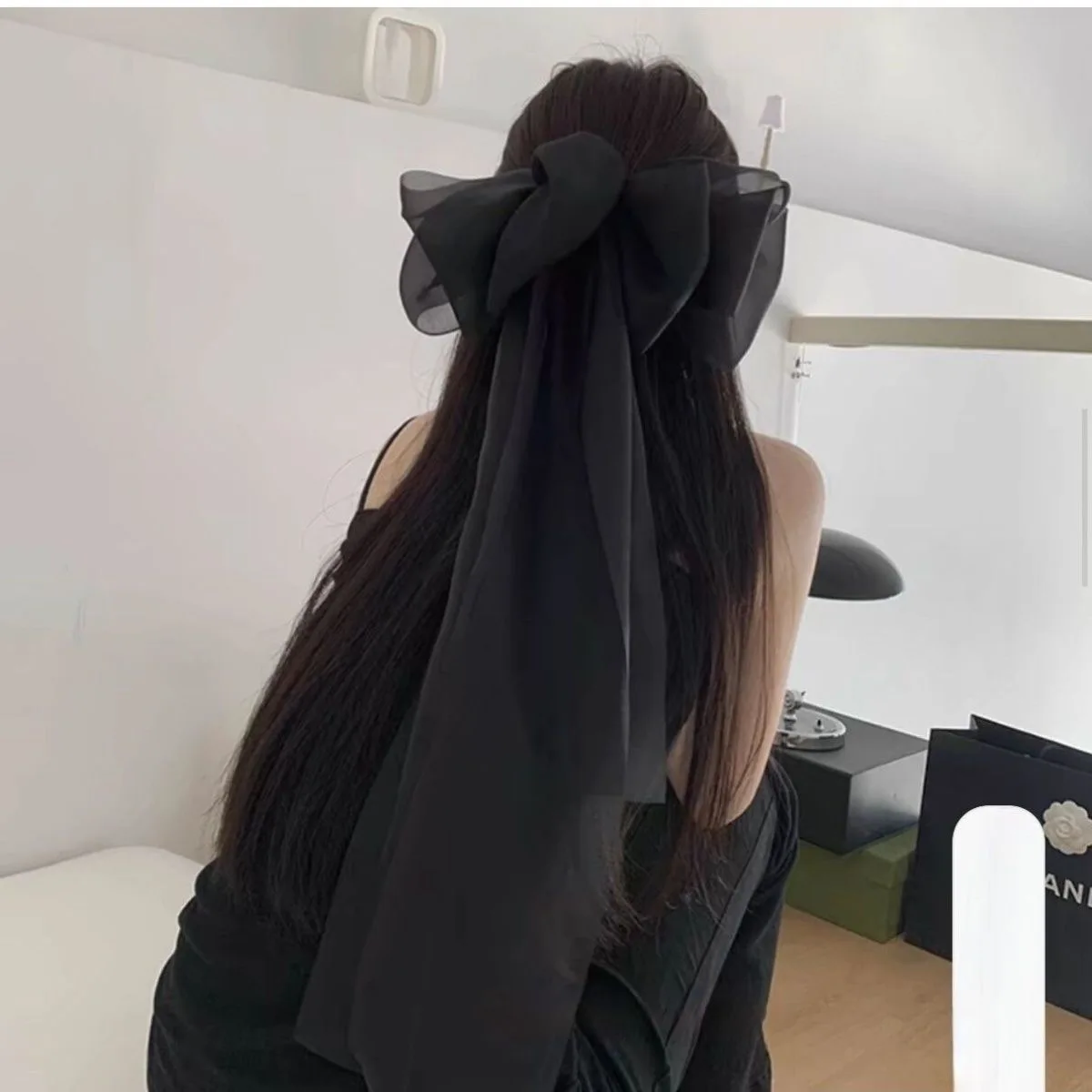Ethereal Large Bow Hair Clip with Long Ribbon Tails Spring Clip for Back of Head Elegant Women's Hair Accessory Fairy Core