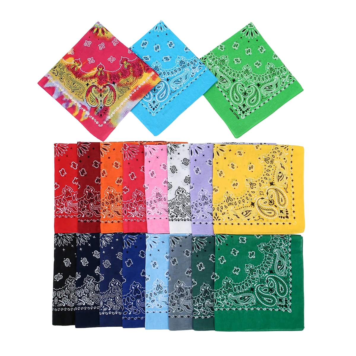 2025 New Fashion Print Paisley Cotton Square Scarf Men Hip-hop Headband Women Hair Band Bandana Motorcycle