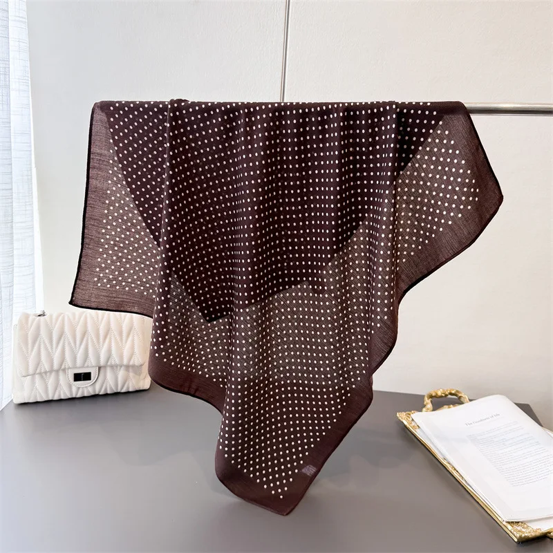 65*65cm Fashion Polka Dot Head Scarf Women Cotton Feel Hijab Spring Autumn Wraps Square Foulard Bandana Neckerchief Headscarf