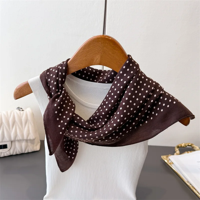 65*65cm Fashion Polka Dot Head Scarf Women Cotton Feel Hijab Spring Autumn Wraps Square Foulard Bandana Neckerchief Headscarf