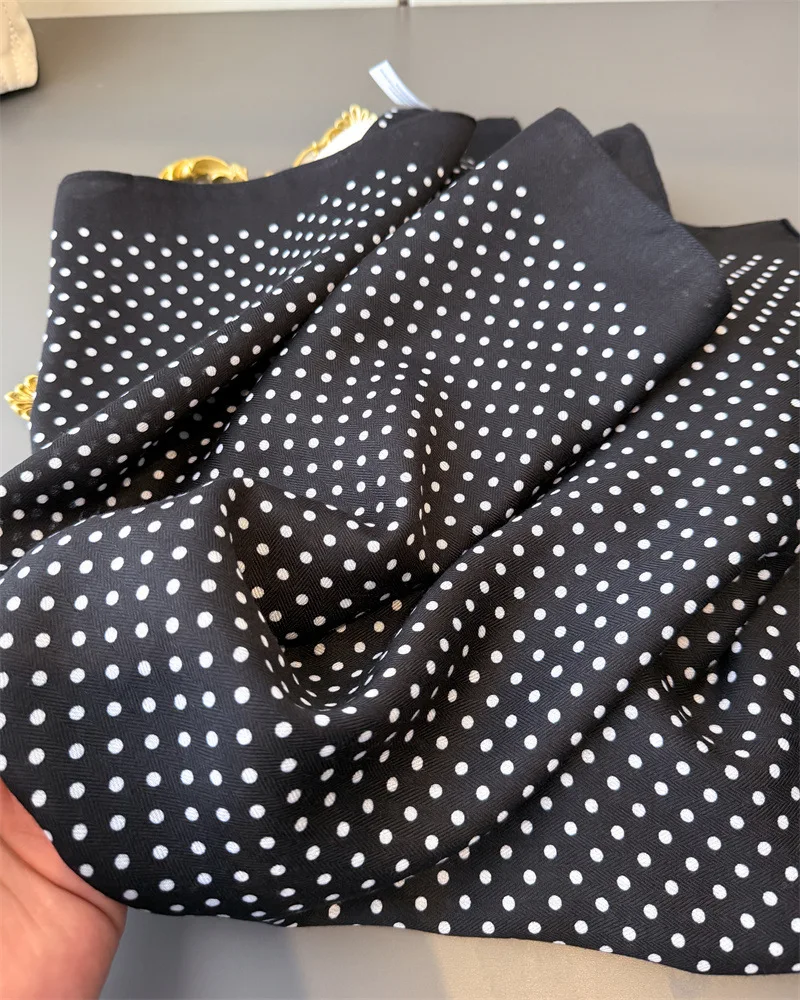 65*65cm Fashion Polka Dot Head Scarf Women Cotton Feel Hijab Spring Autumn Wraps Square Foulard Bandana Neckerchief Headscarf