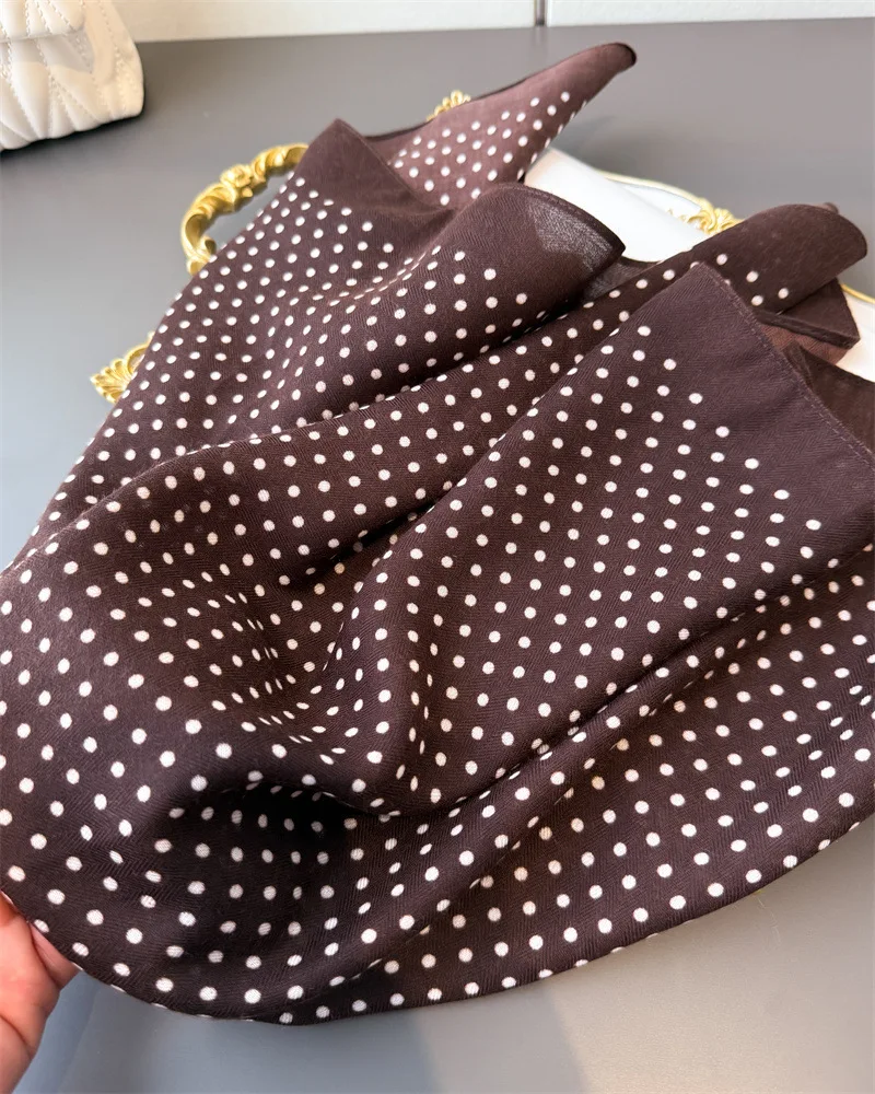 65*65cm Fashion Polka Dot Head Scarf Women Cotton Feel Hijab Spring Autumn Wraps Square Foulard Bandana Neckerchief Headscarf