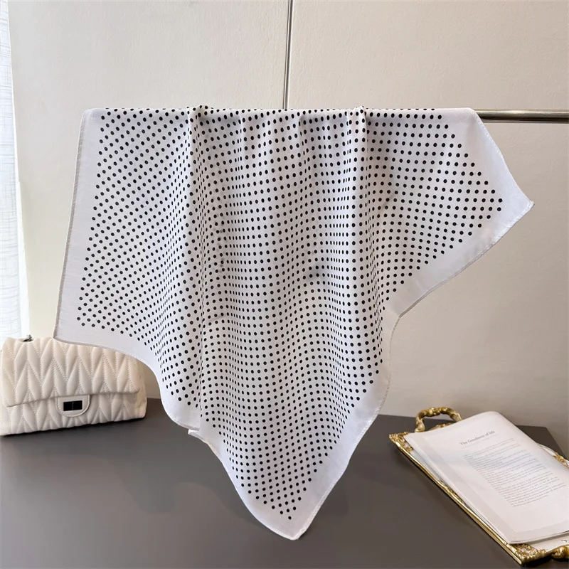 65*65cm Fashion Polka Dot Head Scarf Women Cotton Feel Hijab Spring Autumn Wraps Square Foulard Bandana Neckerchief Headscarf