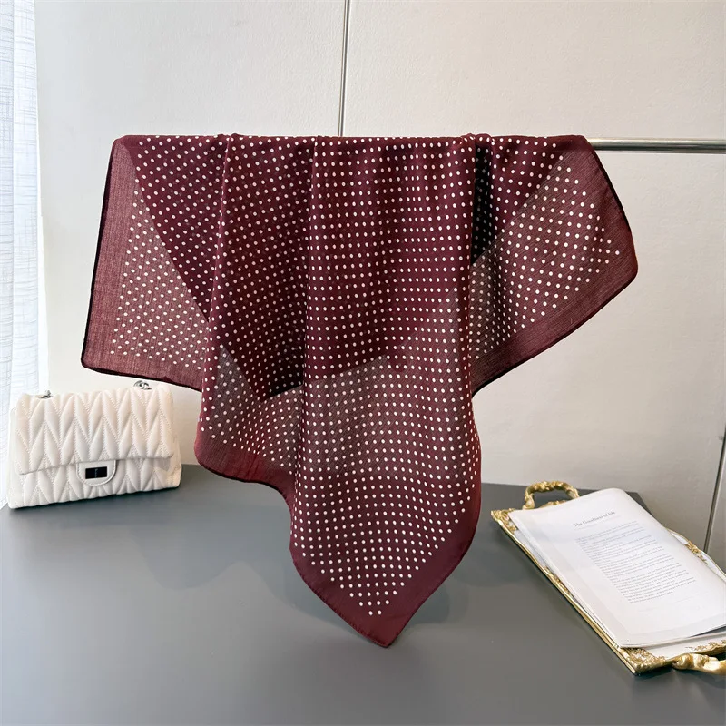 65*65cm Fashion Polka Dot Head Scarf Women Cotton Feel Hijab Spring Autumn Wraps Square Foulard Bandana Neckerchief Headscarf