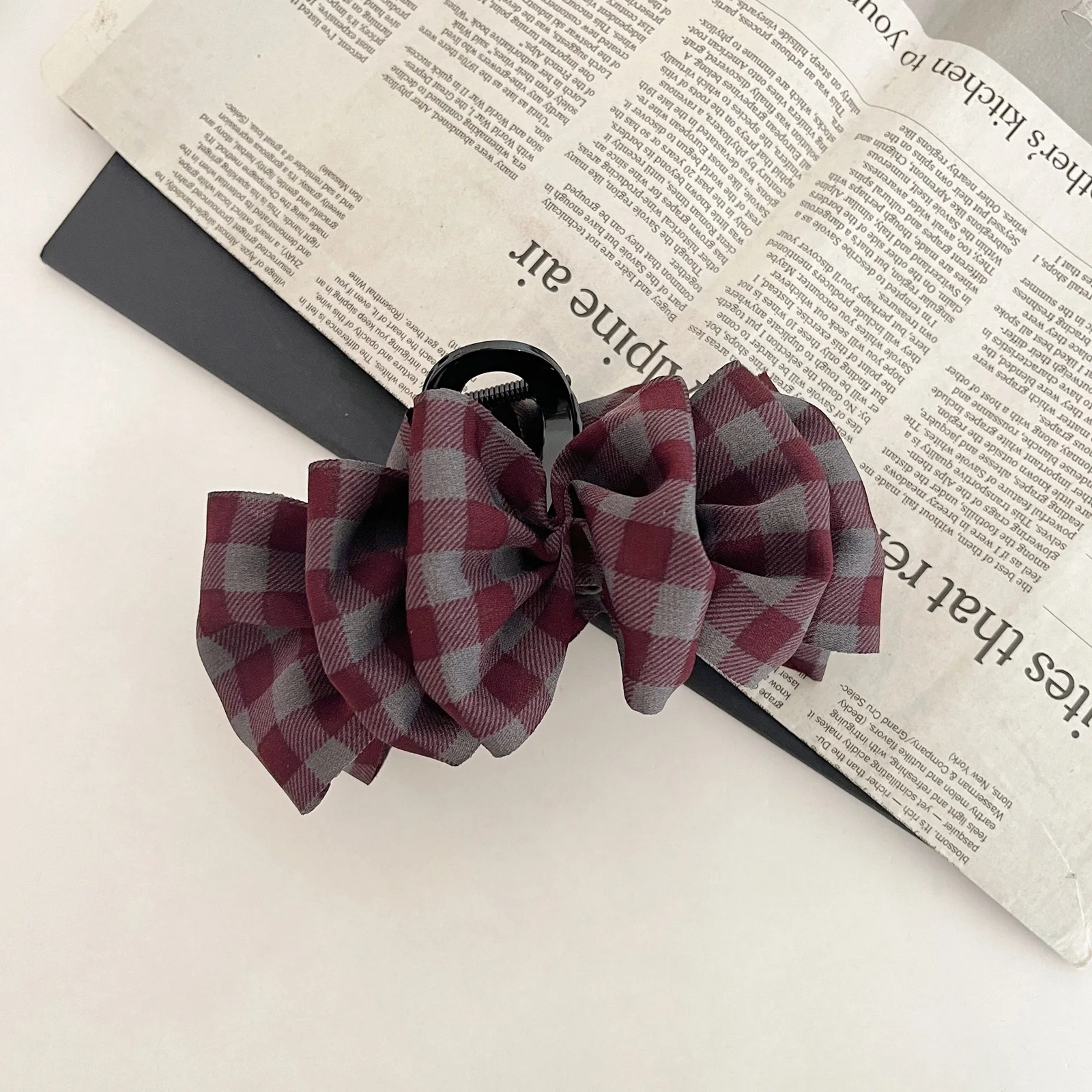 Korean-style plaid cloud bubble large hair claw, elegant and high-end hair clip for the back of the head, suitable for daily use