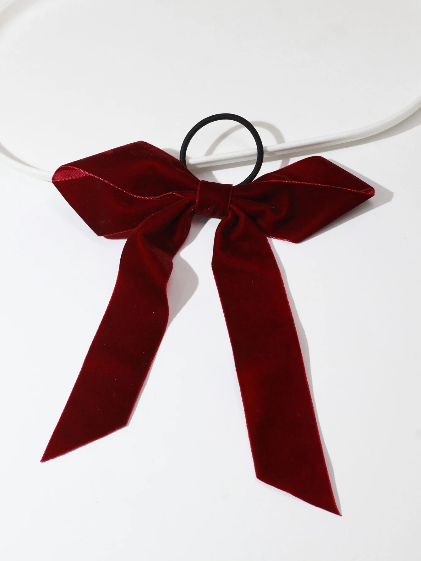 Lystrfac Velvet Ribbon Overise Hair Bow for Women Girls Solid Color Hair Rope Elastic Hair Band Hair Tie Hair Accessories