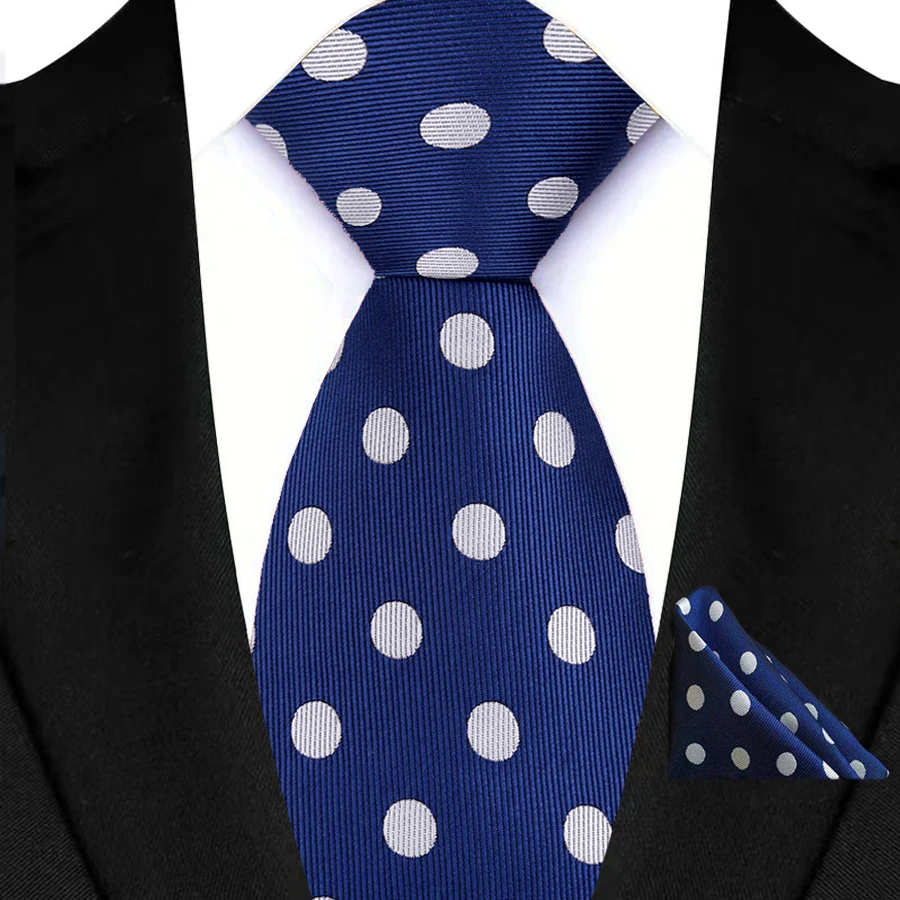 Fashion Royal Blue Men Tie Luxury Plaid Stripes Paisley High Quality Pocket Square Necktie Sets Groom Wedding Busienss Gifts