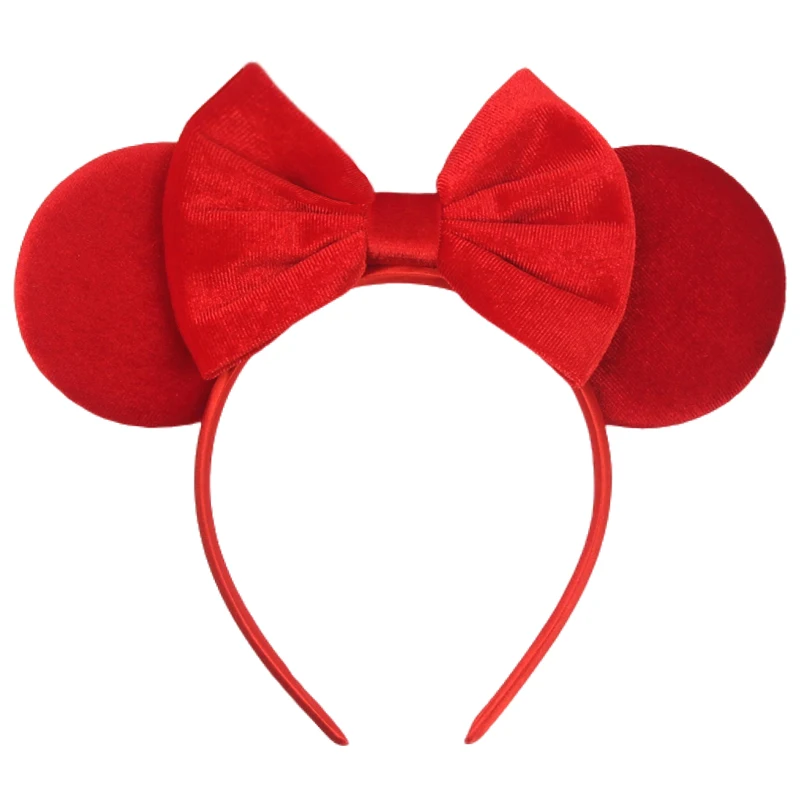 1pc Elegant Velvet Hair Accessory Fashion Solid Color Mickey Mouse Ear Headband For Wear Party Theme Parks Women Headband