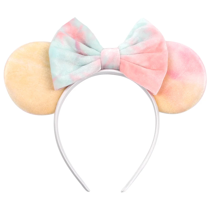 1pc Elegant Velvet Hair Accessory Fashion Solid Color Mickey Mouse Ear Headband For Wear Party Theme Parks Women Headband