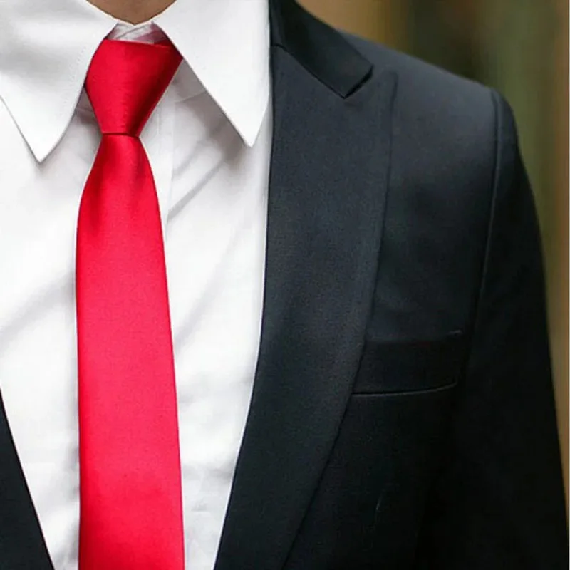 Solid Color Fashion Necktie 5CM Skinny Slim Narrow Ties for Man Black Red Blue Patterns Necktie For Woman JK Necktie
