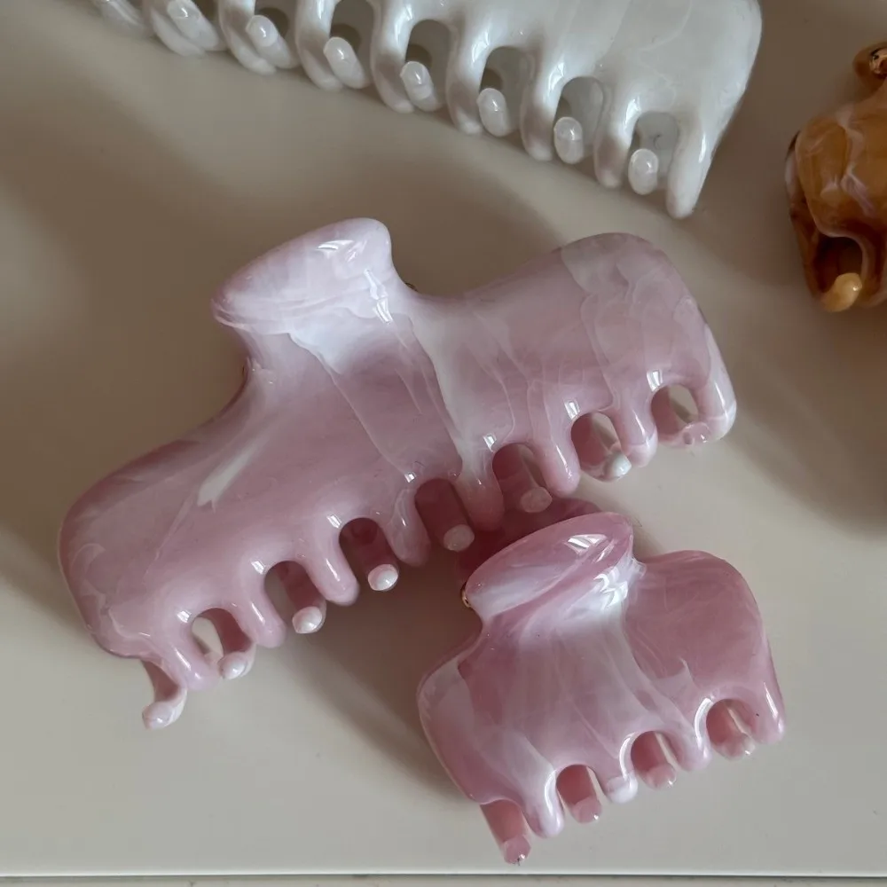 New Ink Wash Pattern Hair Claw Clips Square Pink Crab Hair Clip Plastic Large Hair Claw Headdress