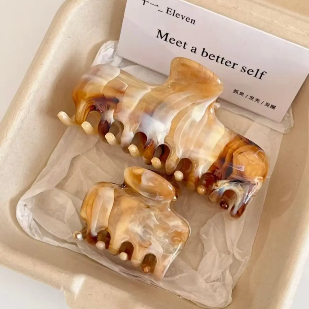 New Ink Wash Pattern Hair Claw Clips Square Pink Crab Hair Clip Plastic Large Hair Claw Headdress