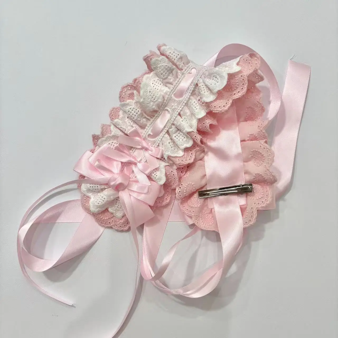 Pure Cotton Aace Love Embroidery Butterfly Tie Headband Lolita Hair Accessories Doll Woman Gilr