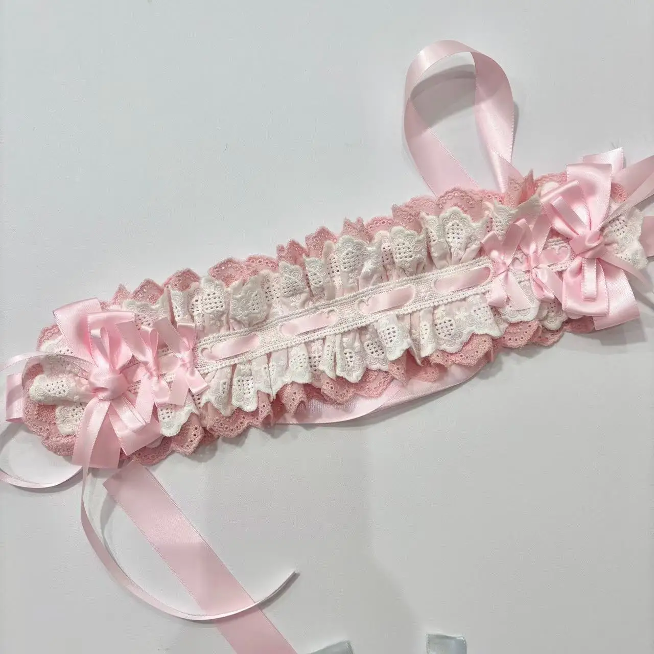 Pure Cotton Aace Love Embroidery Butterfly Tie Headband Lolita Hair Accessories Doll Woman Gilr