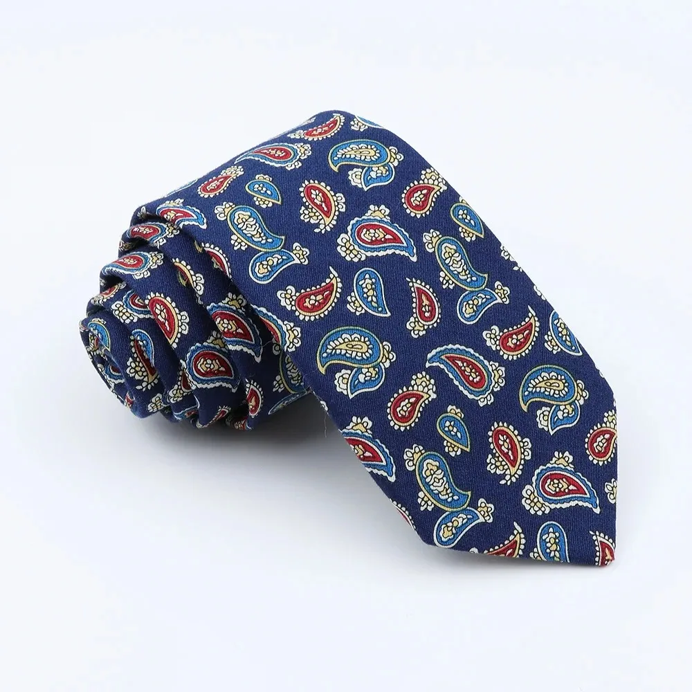 Classical Men's Floral 6cm Tie Skinny Cotton Linen Blue Green Flowers Paisley Pattern Necktie Wedding Party Accessories Gifts