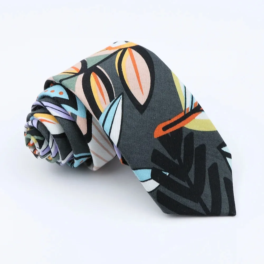 Classical Men's Floral 6cm Tie Skinny Cotton Linen Blue Green Flowers Paisley Pattern Necktie Wedding Party Accessories Gifts
