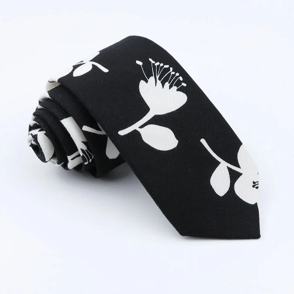 Classical Men's Floral 6cm Tie Skinny Cotton Linen Blue Green Flowers Paisley Pattern Necktie Wedding Party Accessories Gifts