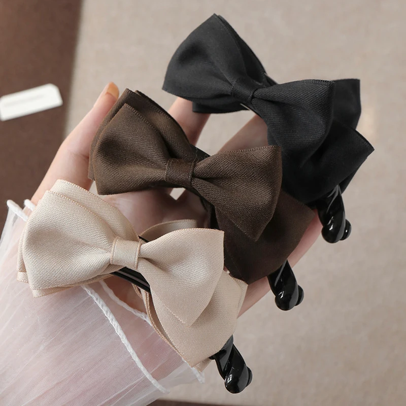 1/3pcs Simple Fabric Solid Color Bow Hair Clip for Woman Elegant Banana Clip Fashion Girl Ponytail Clip Hairpin Hair Accessories
