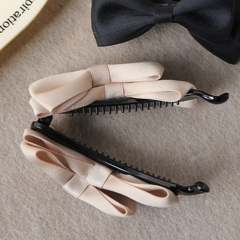 1/3pcs Simple Fabric Solid Color Bow Hair Clip for Woman Elegant Banana Clip Fashion Girl Ponytail Clip Hairpin Hair Accessories
