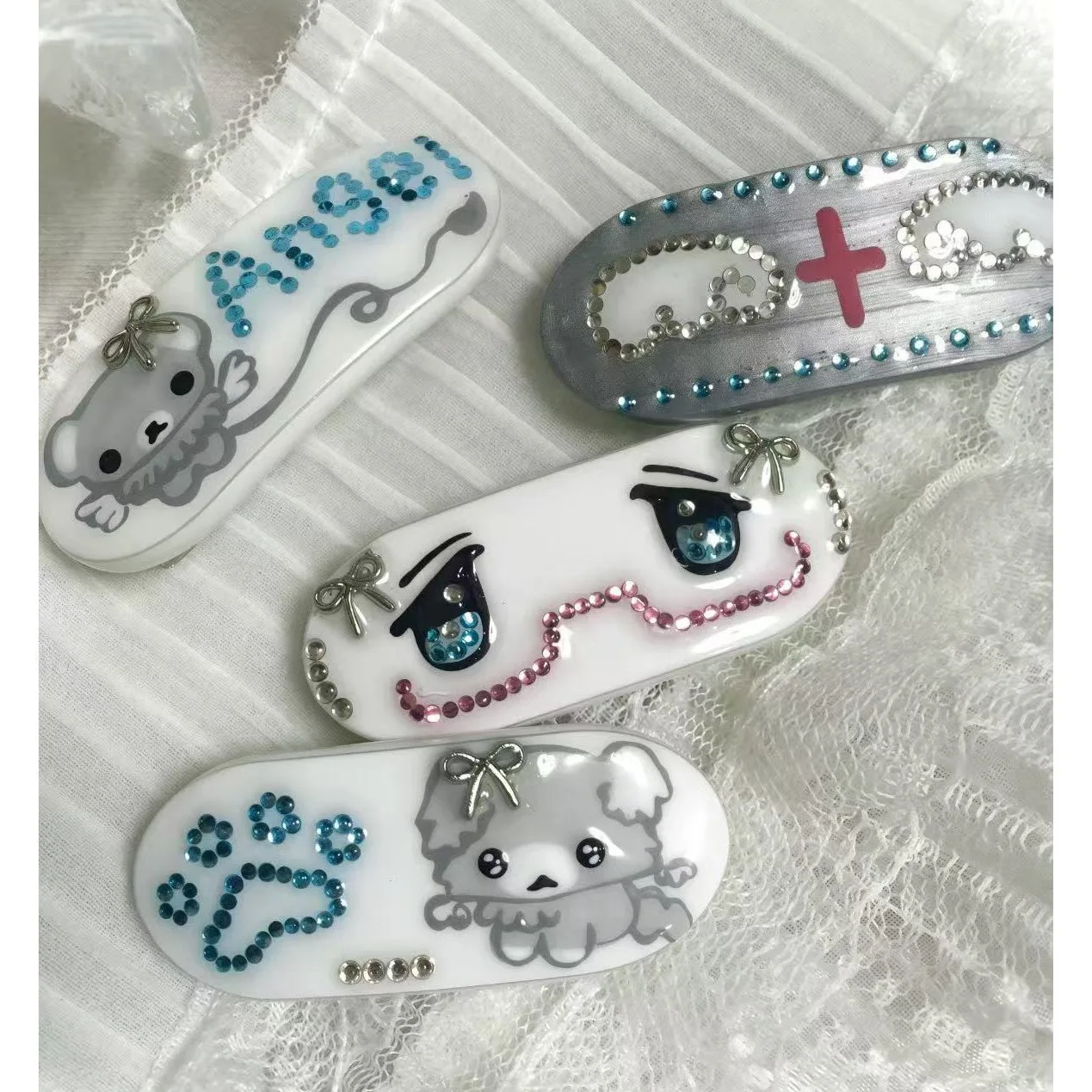 Vintage Y2K Kawaii Dog Paw Angel Bear Cross Wings Sweet Side Clip Hairpin Hair Accessories For Women Girls