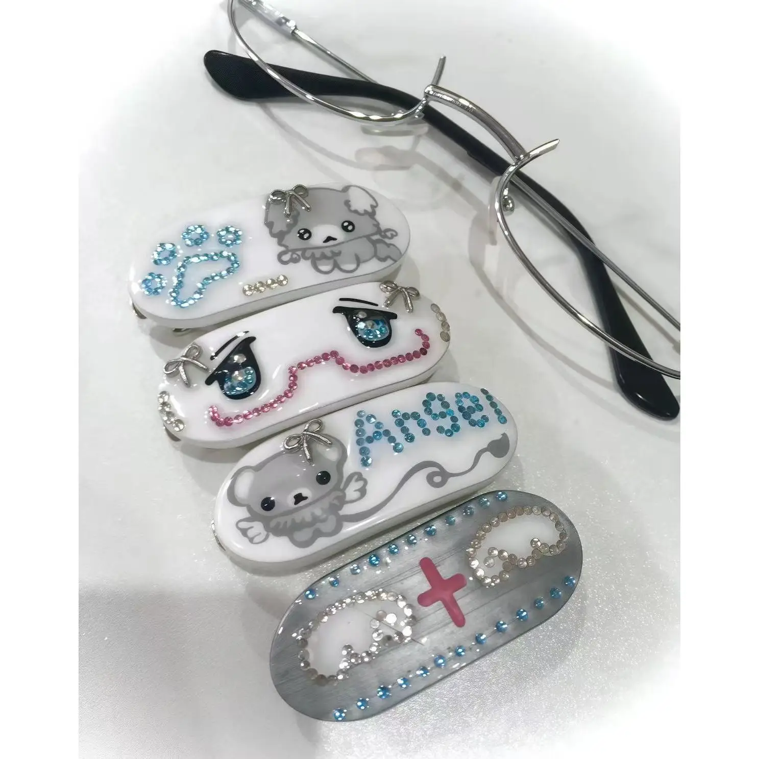 Vintage Y2K Kawaii Dog Paw Angel Bear Cross Wings Sweet Side Clip Hairpin Hair Accessories For Women Girls