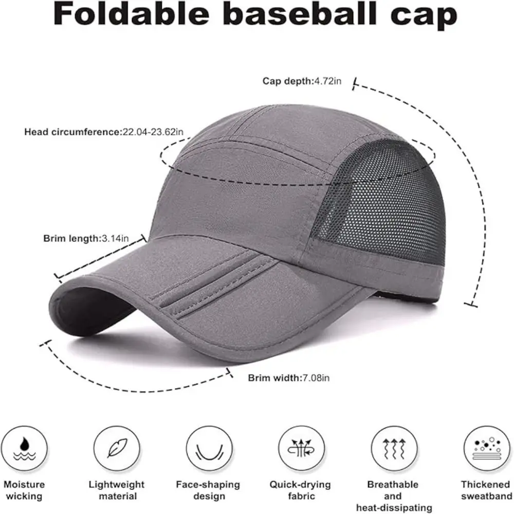 New Design Quick Drying Baseball Cap Packable Lightweight Sports Hat Breathable Polyester Outdoor Hat