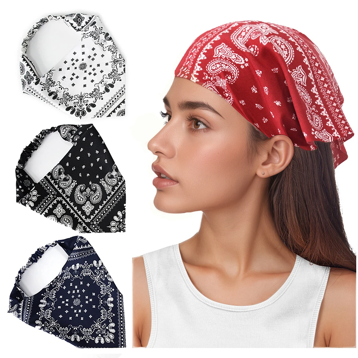 Women Bandana 1pc Women's Fashion Paisley Print Headband, Sun-Protective Sweat-Absorbent Elastic Headwrap, Suitable For Outdoor