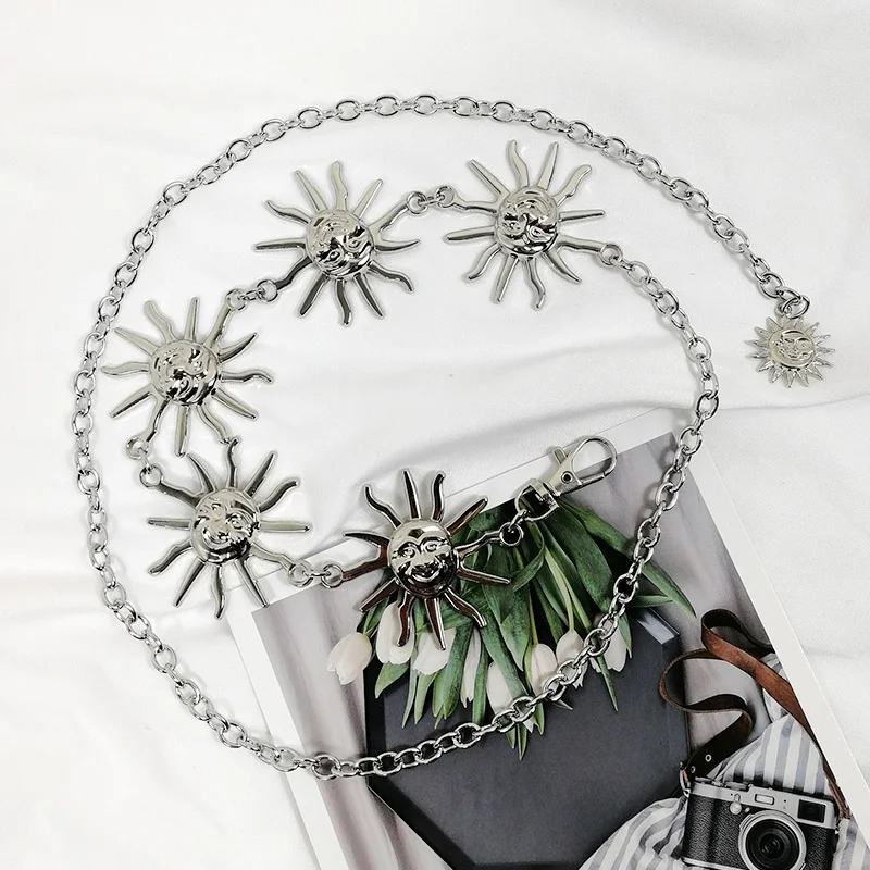Gold Chain Belt Female Waist Moon Sun Metal Belts For Women Punk Dress Waistband Gothic Jeans Accessory Long Ketting Riem