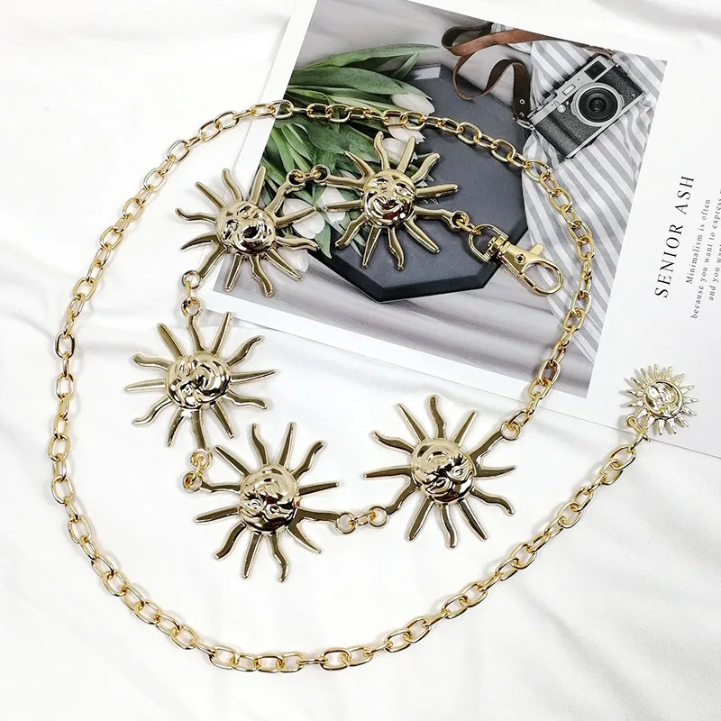 Gold Chain Belt Female Waist Moon Sun Metal Belts For Women Punk Dress Waistband Gothic Jeans Accessory Long Ketting Riem