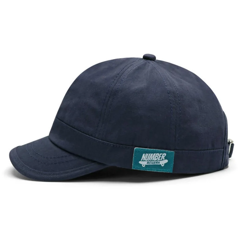 Japanese-style Short-Brim Baseball Cap with Side Logo, Retro Baseball Hat, American-style Soft-Top Small-Brim Sports Sun Hat