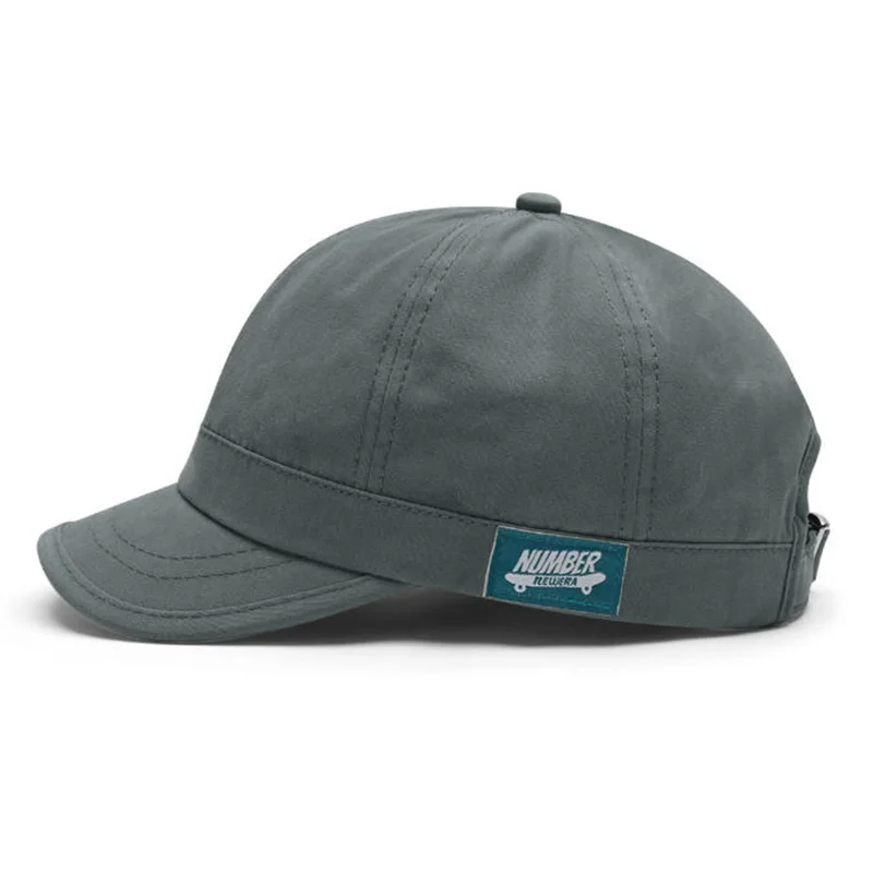Japanese-style Short-Brim Baseball Cap with Side Logo, Retro Baseball Hat, American-style Soft-Top Small-Brim Sports Sun Hat