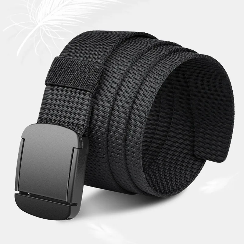 Men's Casual Belt, Non-Metallic Automatic Buckle Canvas Belt, Men's Jeans Belt, Suitable for Outdoor and Daily Matching