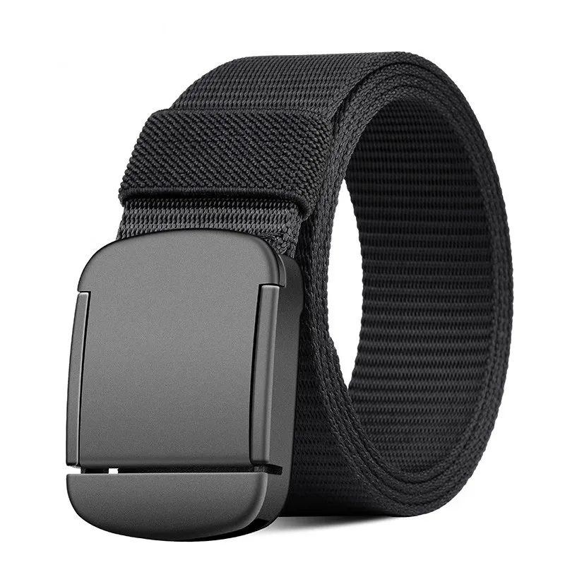 Men's Casual Belt, Non-Metallic Automatic Buckle Canvas Belt, Men's Jeans Belt, Suitable for Outdoor and Daily Matching