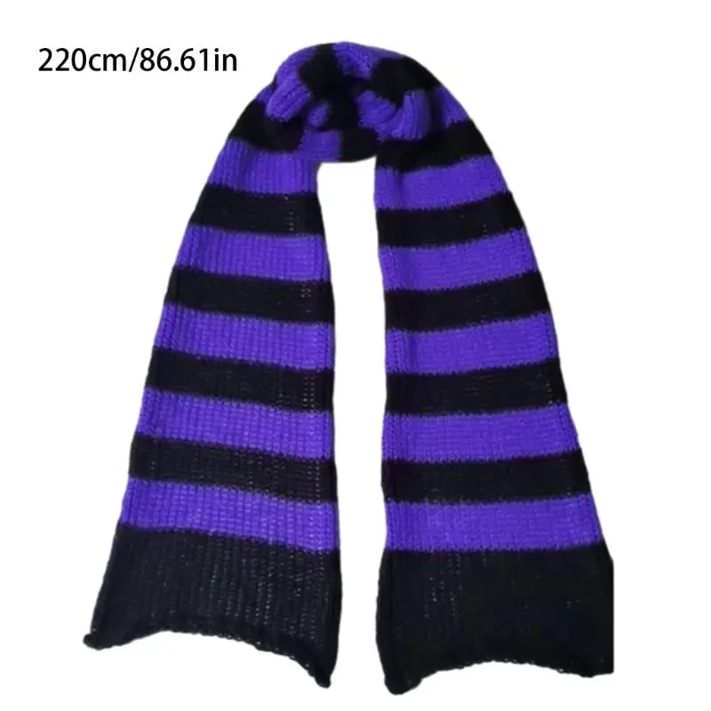 39BD Lady Neckwrap Knitting Stripe Scarf Subculture Neck Scarf Autumn Winter Neckwear