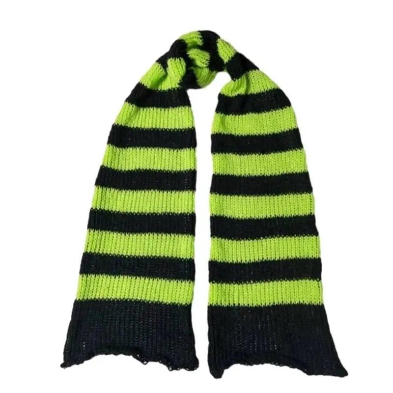 39BD Lady Neckwrap Knitting Stripe Scarf Subculture Neck Scarf Autumn Winter Neckwear