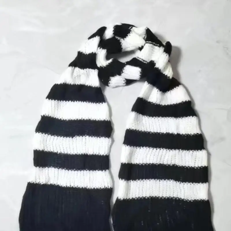 39BD Lady Neckwrap Knitting Stripe Scarf Subculture Neck Scarf Autumn Winter Neckwear