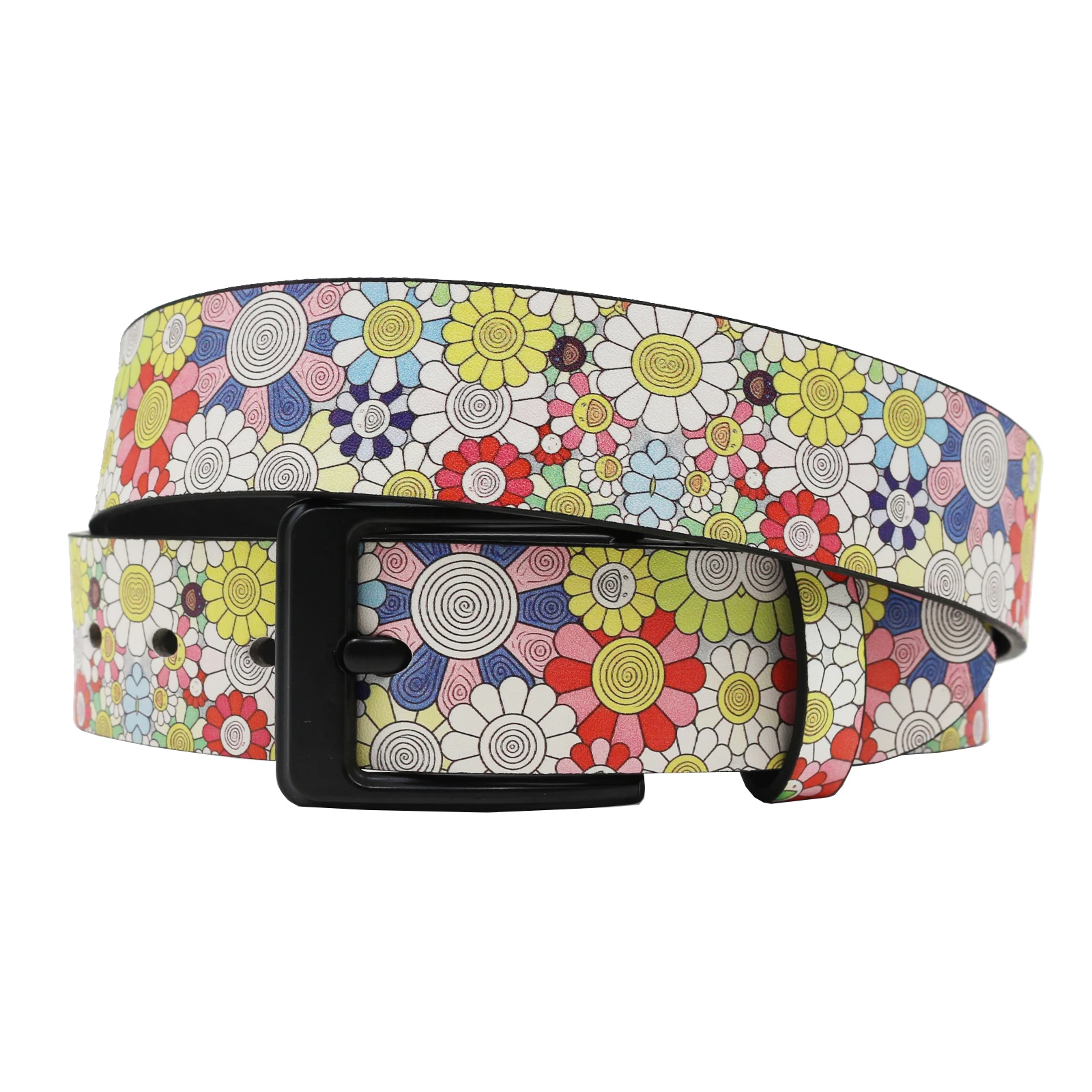 Original, Artistic, and Personalized Graffiti Belt jeans with 3.8cm Wide with wild high-grade American trend white belt